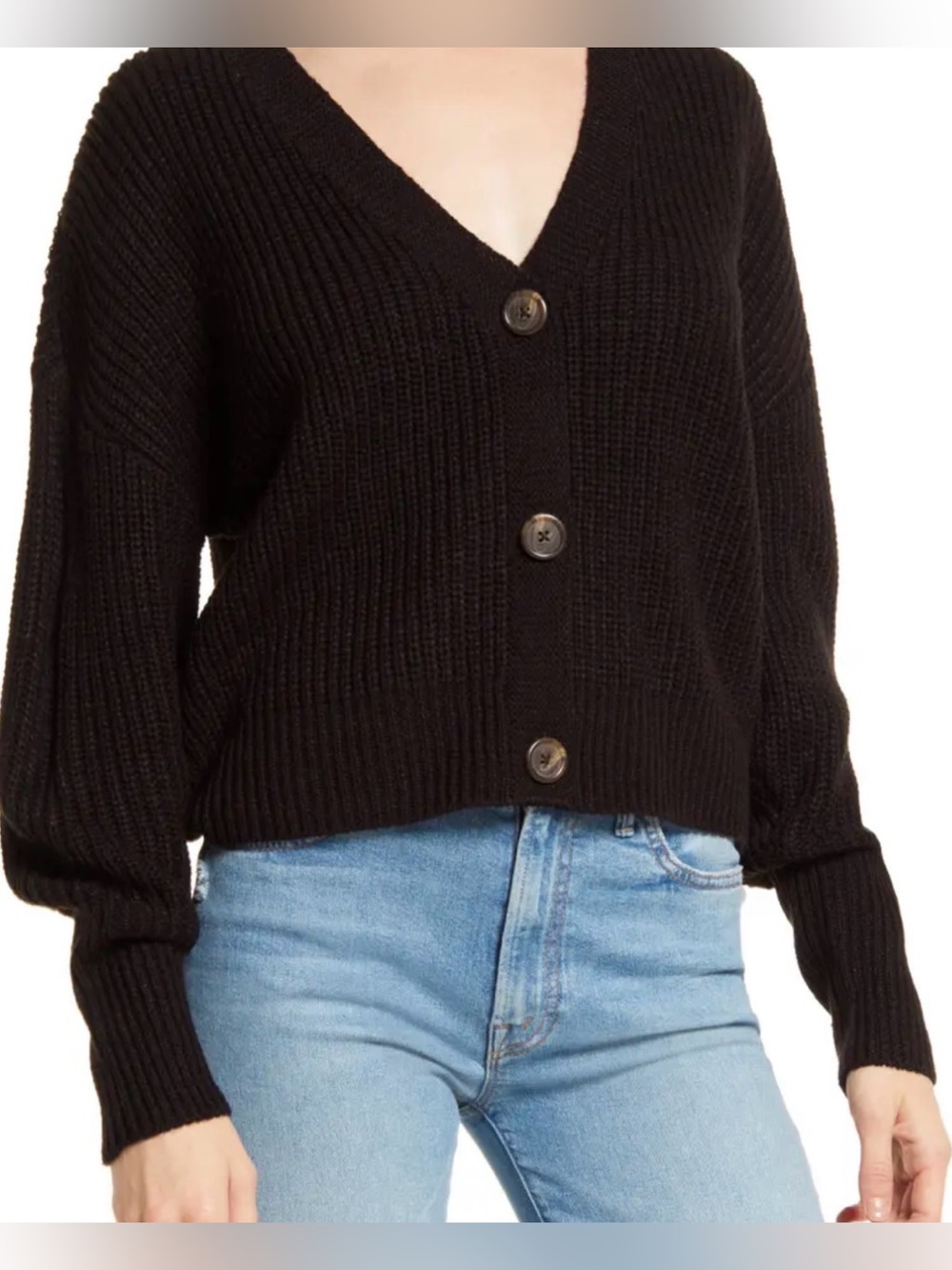 John + Jenn Black Button-Up Cardigan sm/ medium
